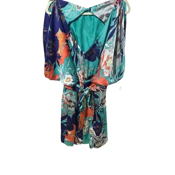 Bisou Bisou Teal and Floral Dress - Picture 3 of 7